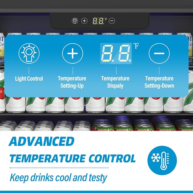 5.3 Cu Ft/166 Can Mini Fridge, Freestanding 24 Inch Beverage Refrigerator - Image 6