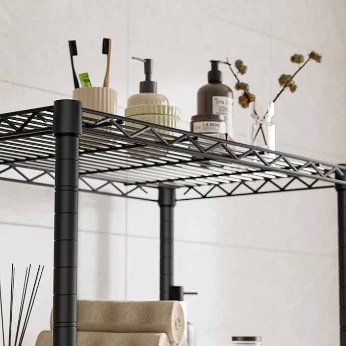 4 Tier Shelves Storage Shelf Wire Closet Bathroom Organizers Metal Pantry - Image 5