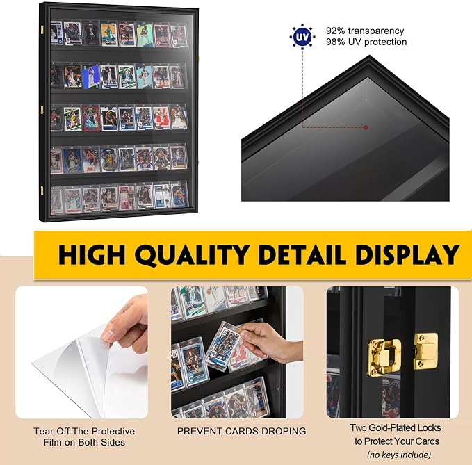 40 Graded Sport Card Display Case XL Baseball Card Display Case Wooden Wall - Image 4