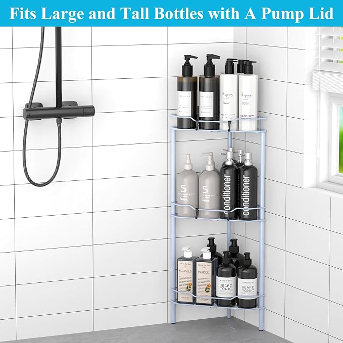 3 Tier Floor Standing Corner Shower Caddy Organizer Shelf - Image 4