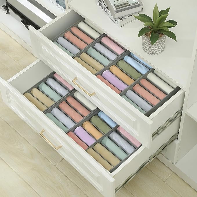 Qozary 3 Pack Sock Underwear Drawer Organizer Dividers, Non-Woven Fabric - Image 3