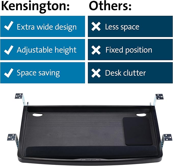 Kensington Keyboard Tray Under Desk, SmartFit Ergonomic Slide-Out Keyboard - Image 7