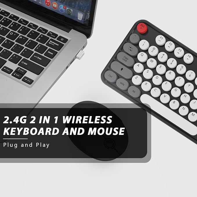 Wireless Keyboard and Mouse, KOOTOP Cute Keyboard and Mouse, 2.4G Wireless - Image 6