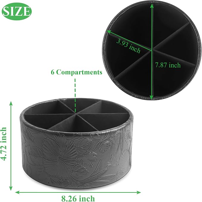 lizimandu Remote Control Holder, 360°Spinning PU Leather Desk TV Remote Caddy - Image 2