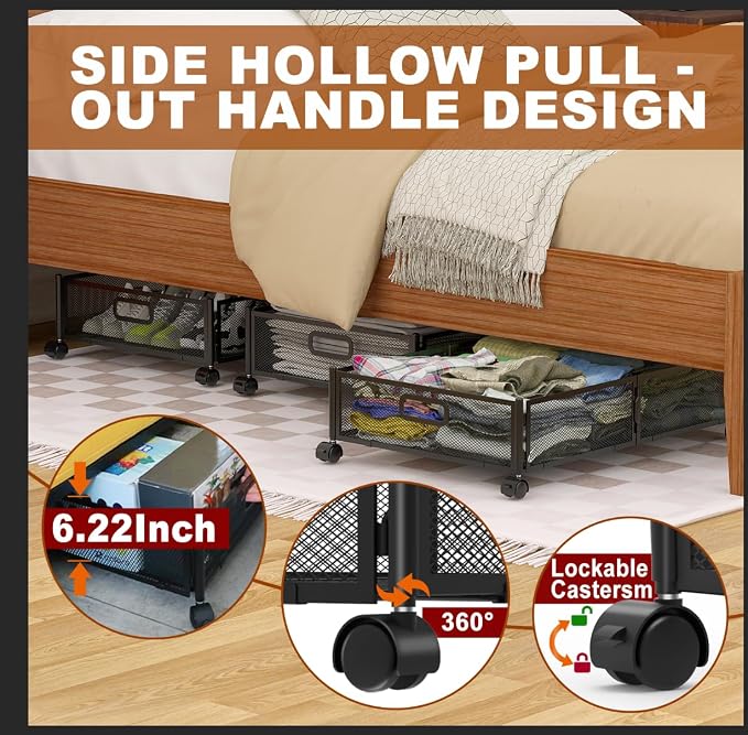 Under Bed Storage Containers, 4 Pack Foldable Underbed Storage Containers - Image 2