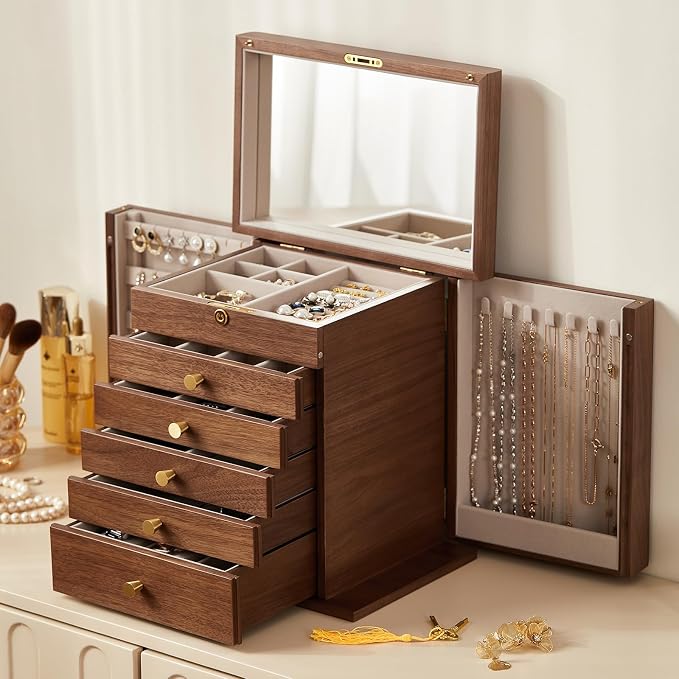 Black Walnut Wooden Jewelry Box, Wood Jewelry Organizer - Image 8
