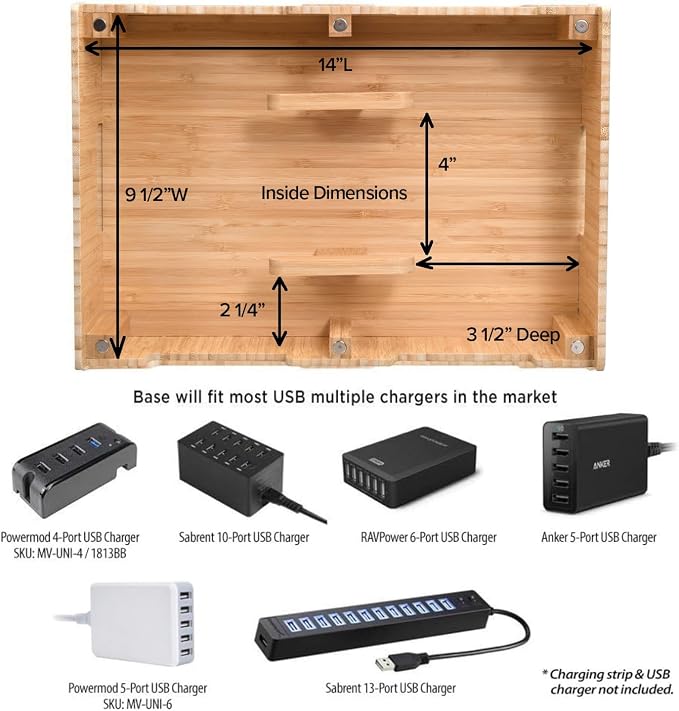 MobileVision Bamboo 12-Port Charging Station & Docking Organizer - Image 7