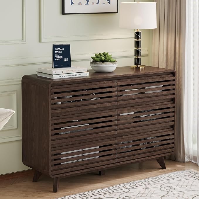 3 Piece Bedroom Set, Dresser and Nightstand Sets, Fluted 6 Drawer Dresser and - Image 5