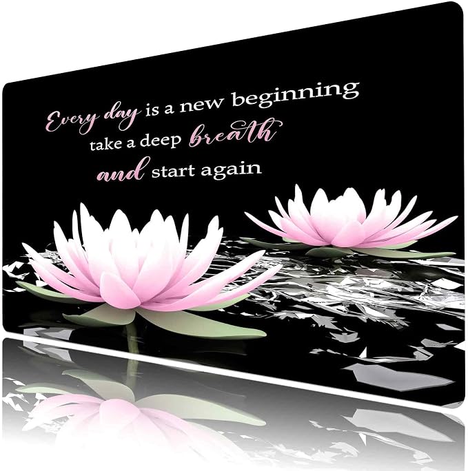 LB Pink Water Lily Flower Inspirational Large Mouse Pad by LB
