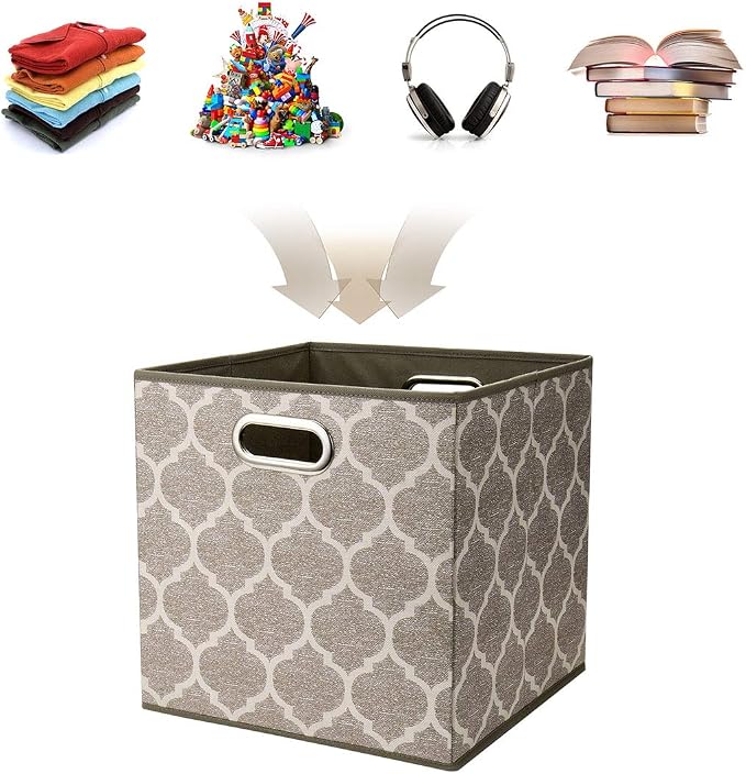 i BKGOO Cloth Storage Bins Set of 4 Thick Fabric Drawers Foldable Cubes Basket - Image 6
