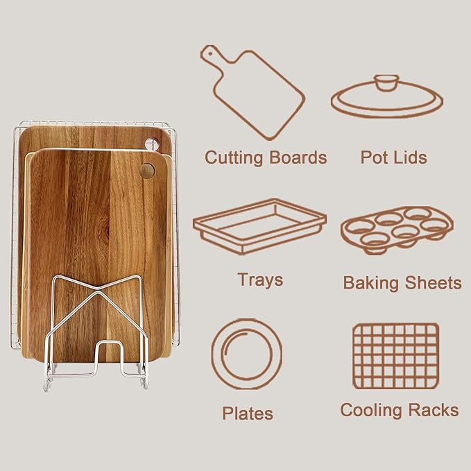 Pot Lid Organizer Cutting Board Holder Inside Cabinet 304 Stainless Steel Pots - Image 4