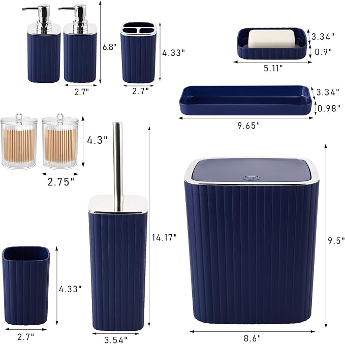 Navy Blue Bathroom Accessories Set - Image 3