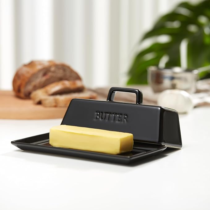 Butter Dish with Lid for Countertop, by Kook, Ceramic Dish Tray with Cover - Image 4