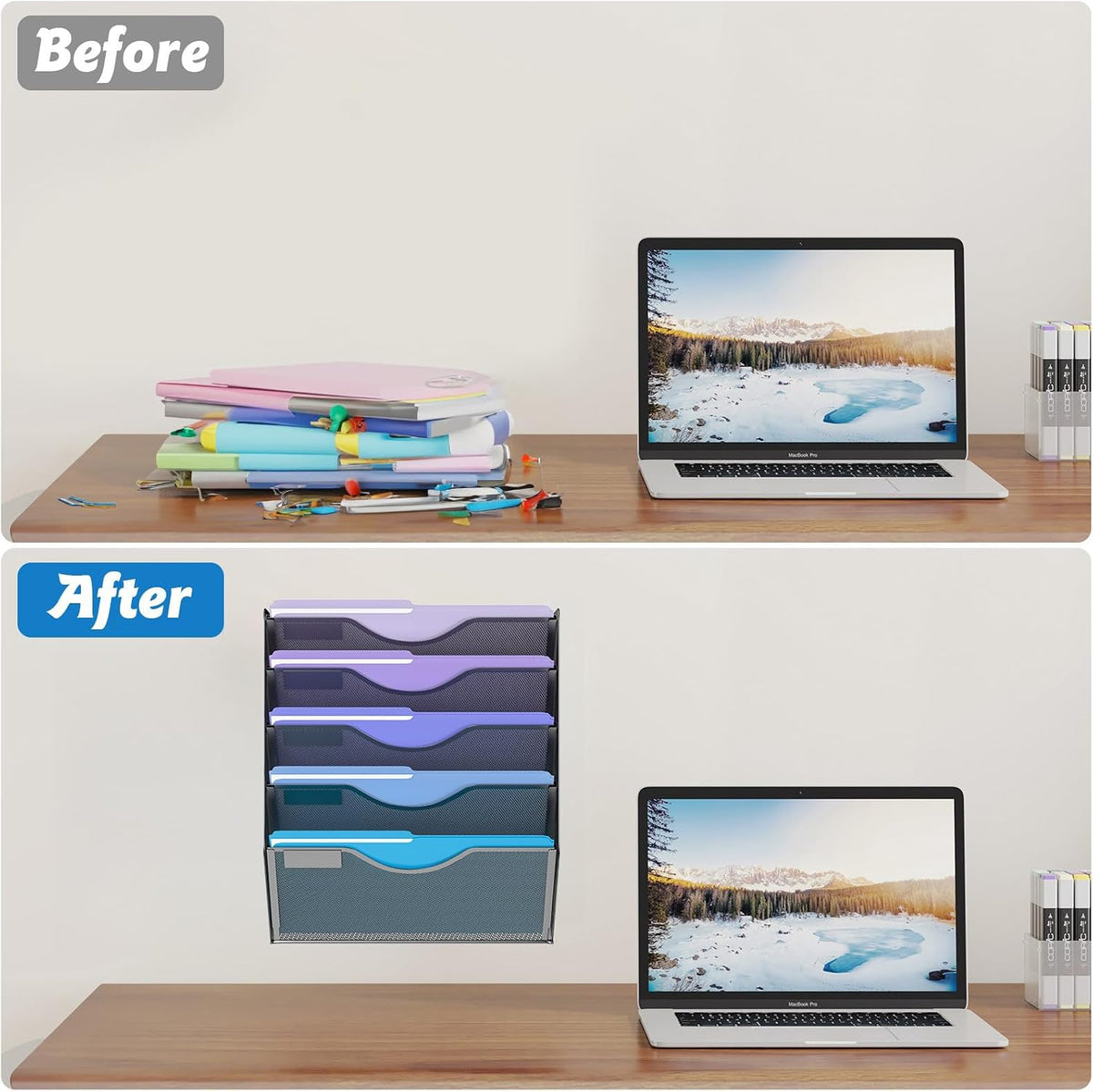 5 Tier Hanging Wall File Organizer, Mesh Mail Paper Orgnization