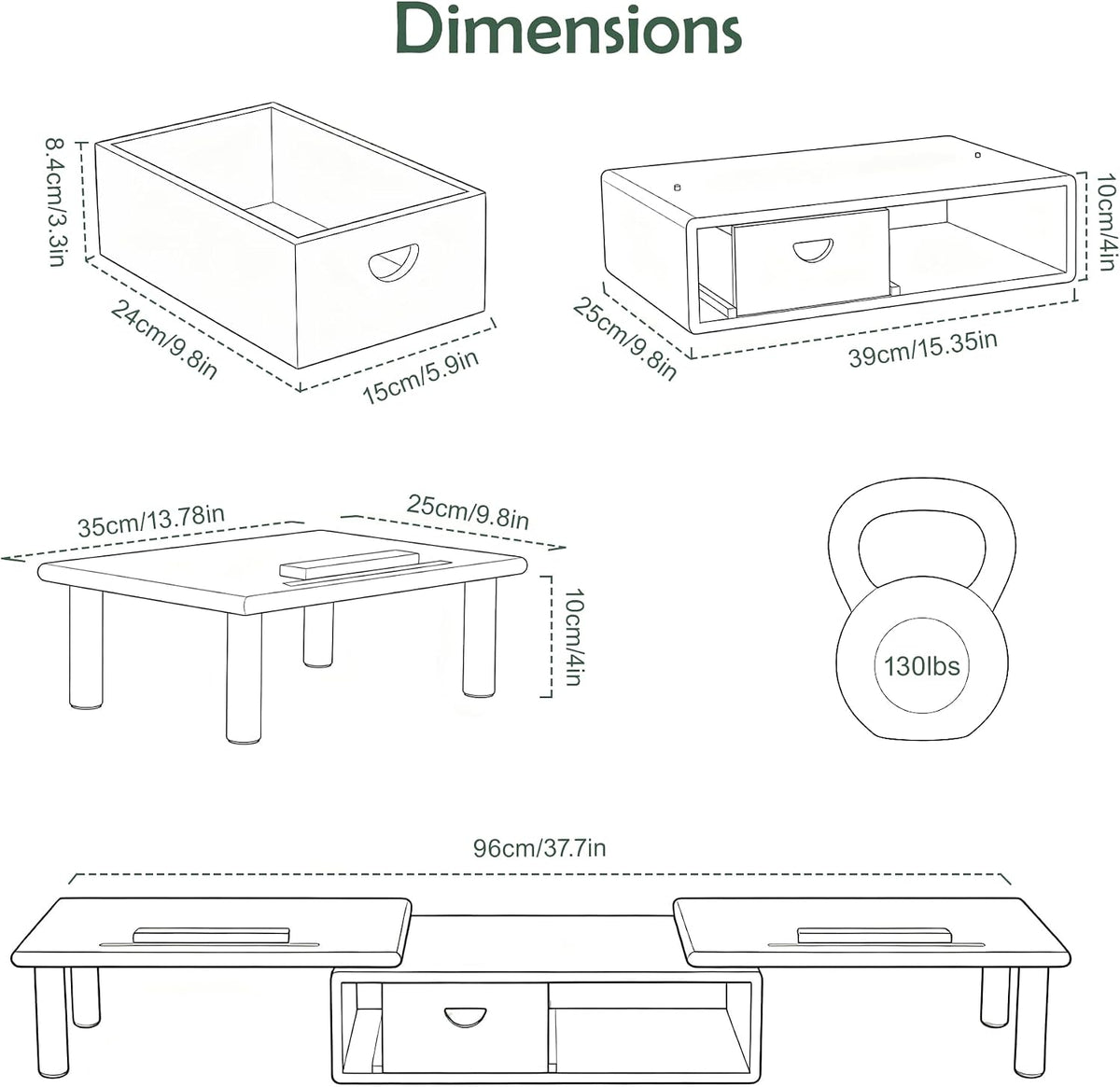 Dual Monitor Stand Riser with Drawer for Desk Laptop
