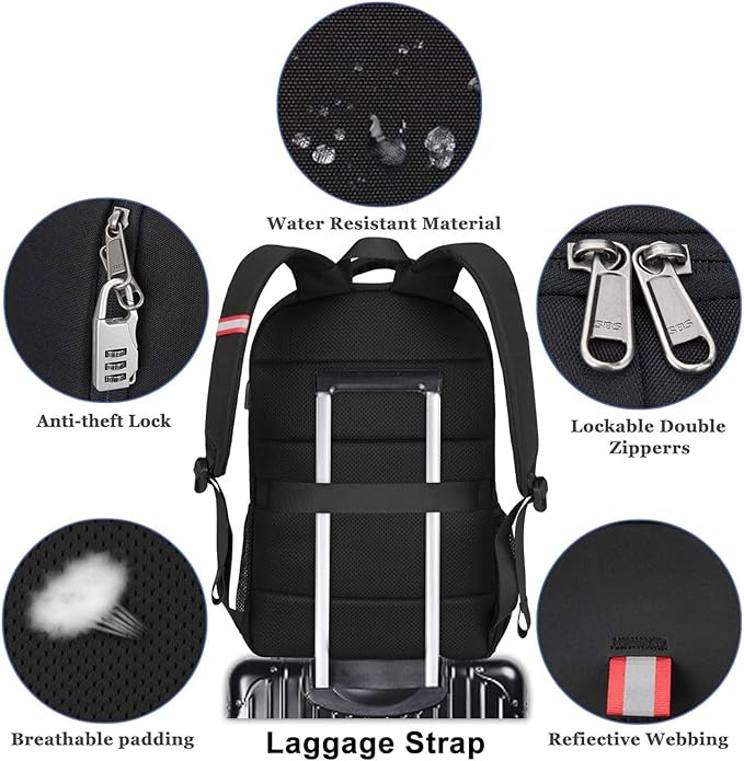 Della Gao Laptop Backpack for Men, Large Anti-Theft Business Travel Backpack - Image 5
