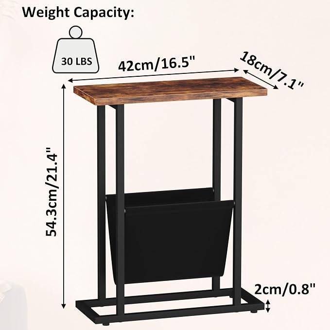 Narrow Side Table for Small Spaces, Small End Table - Image 3
