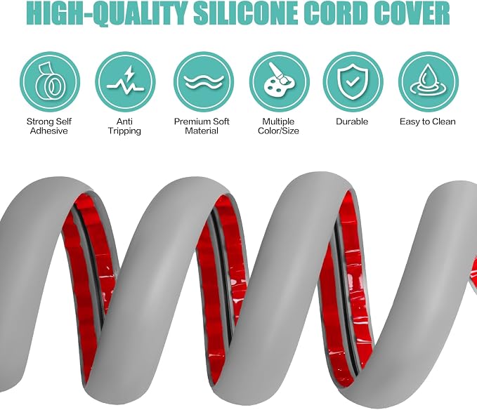 Floor Cord Cover Self Adhesive Cord Hider, 3.3FT Cable Management, Extension - Image 3