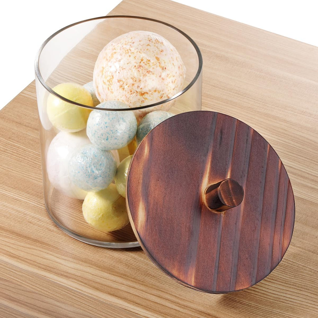 2 Pack 50oz Laundry Pods Container with Dark Wood Lid