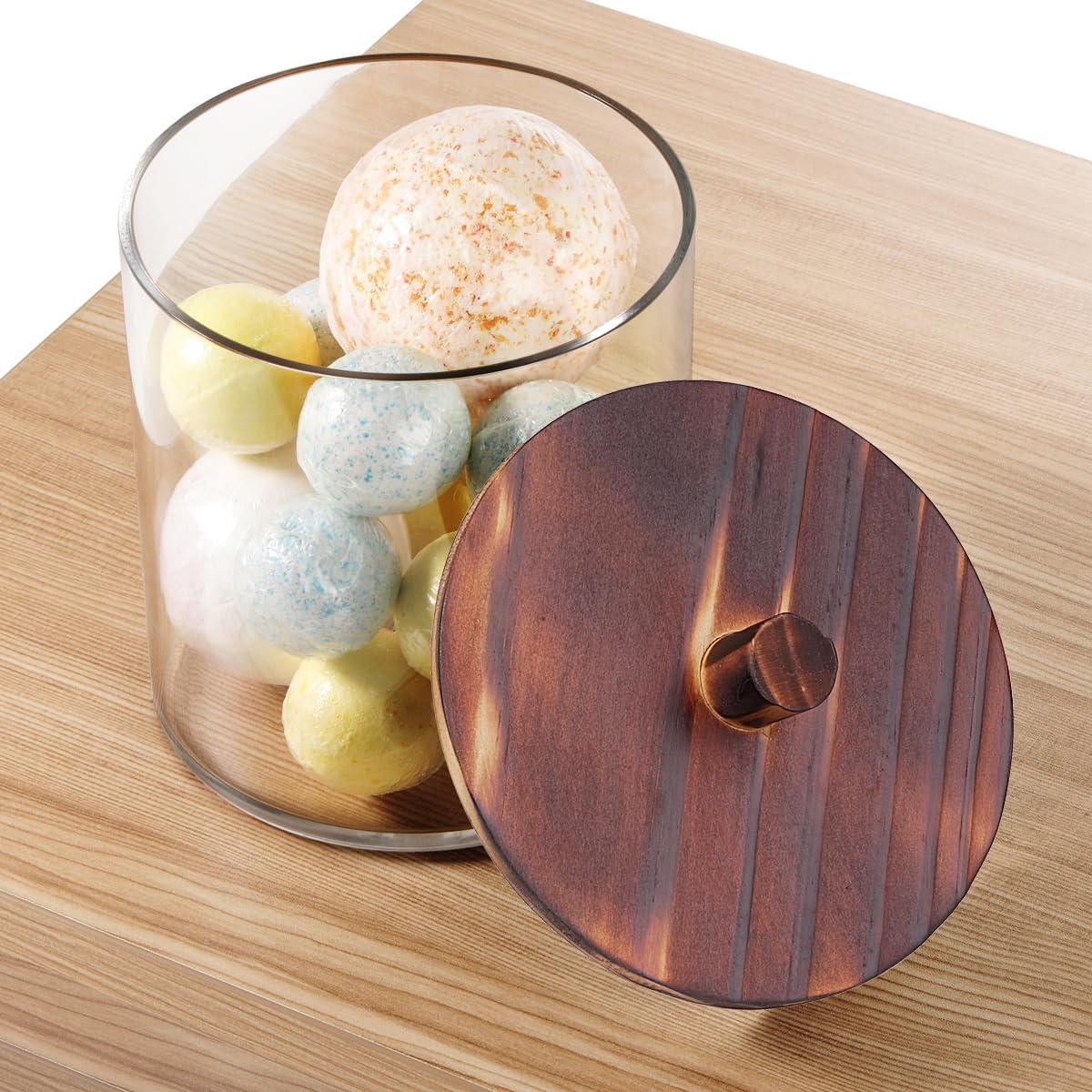 2 Pack 50oz Laundry Pods Container with Dark Wood Lid