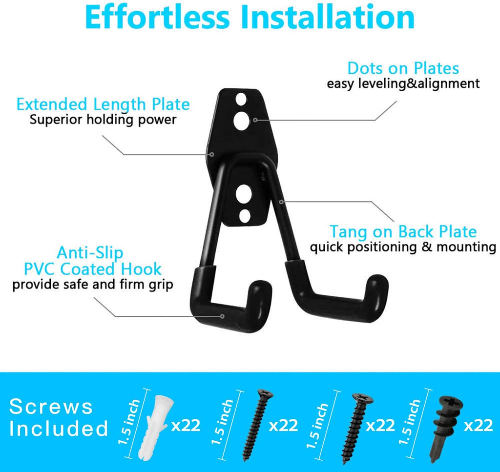 Garage Hooks, 12 Pack Wall Storage Hook Includes 2 Extension Cord