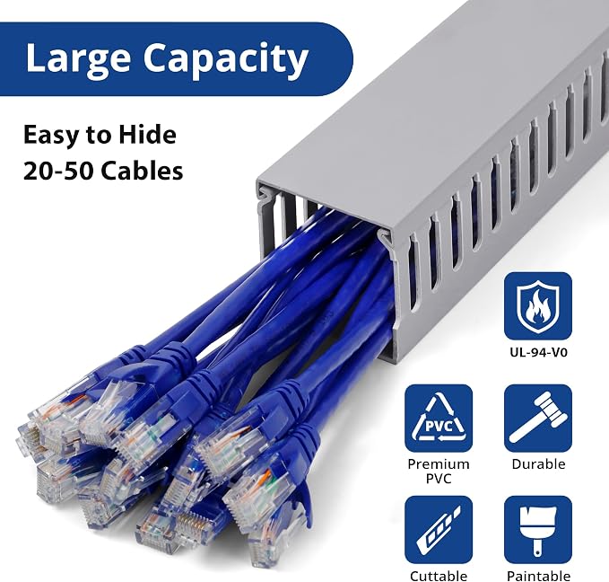 ZhiYo H2 x W2.4in Professional Server Rack Cable Management Raceway, 95in Cable - Image 3