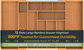 keechee Carbonized Large Bamboo Kitchen Drawer Organizer, 12 Slots