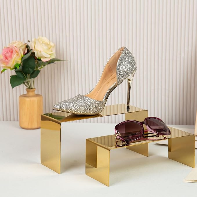 Purse Display Stand, 3 Gold Risers Display Stands Stainless Steel, Heavy Duty - Image 4