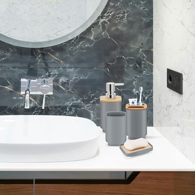 IMAVO Bathroom Accessories Set, 11 Pieces Bathroom Accessory Set, Trash Can - Image 6