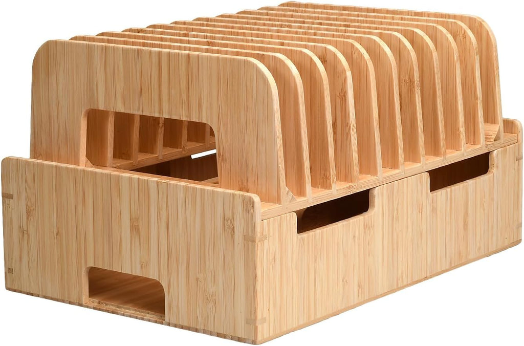 Bamboo 12-Port Charging Station & Docking Organizer for Smartphones &