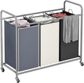 LINZINAR 3-Bag Laundry Basket Sorter Laundry Hamper Cart by LINZINAR