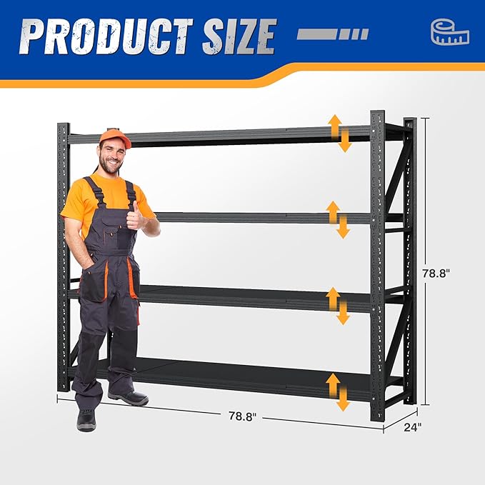 78.8" W Storage Shelves 7000lbs Garage Metal Shelving Heavy Duty Garage Shelves - Image 2