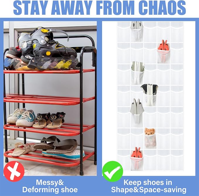 Windyun 2 Pcs 70 Large over The Door Shoe Organizer Hanging Shoe Rack - Image 3