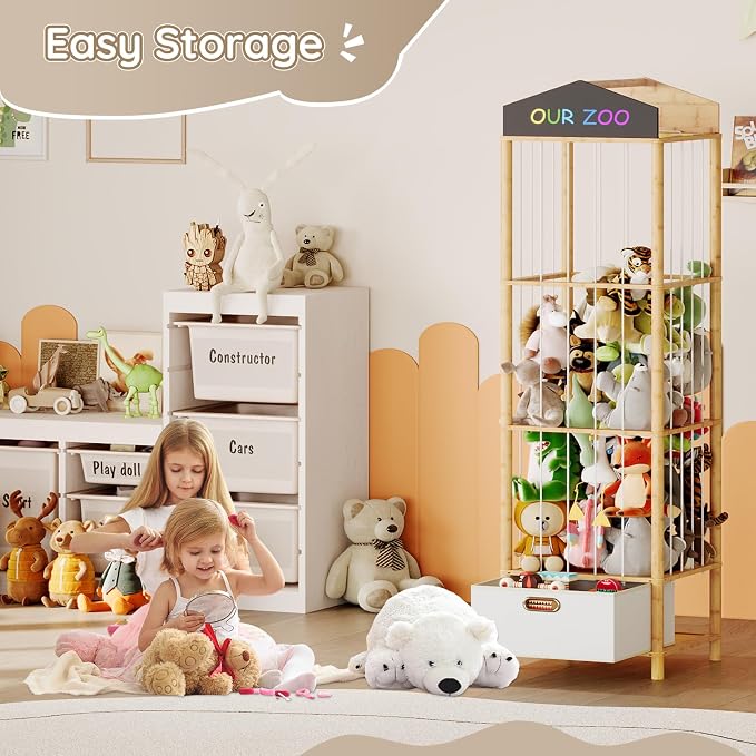 HOOBRO Stuffed Animal Storage & Organizer, Bamboo Stuffed Animal Holder - Image 5
