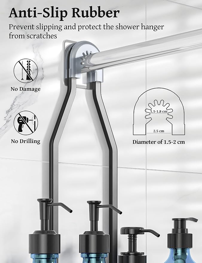 YASONIC Shower Caddy Over Shower Head Never Rust Aluminum Large Hanging Shower - Image 5