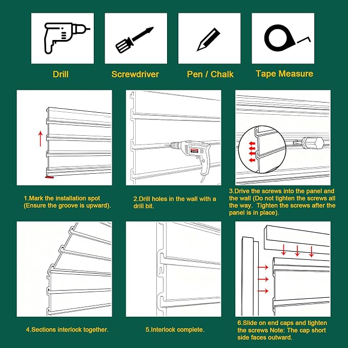 Yuzzy Slat Wall Paneling 2 x 4ft, Garage Slatwall Panel Wall Storage Systems - Image 5
