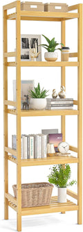 Homykic Bamboo Bookshelf, 5-Tier Narrow 55.9” Adjustable Book Shelf Bookcase by Homykic