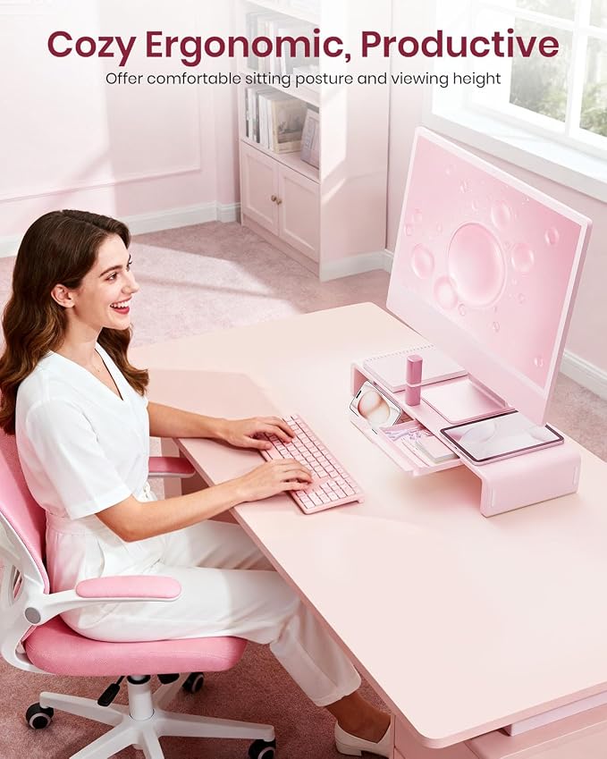 Pink Monitor Stand Riser, Klearlook Foldable, Height Adjustable Computer Stand - Image 7
