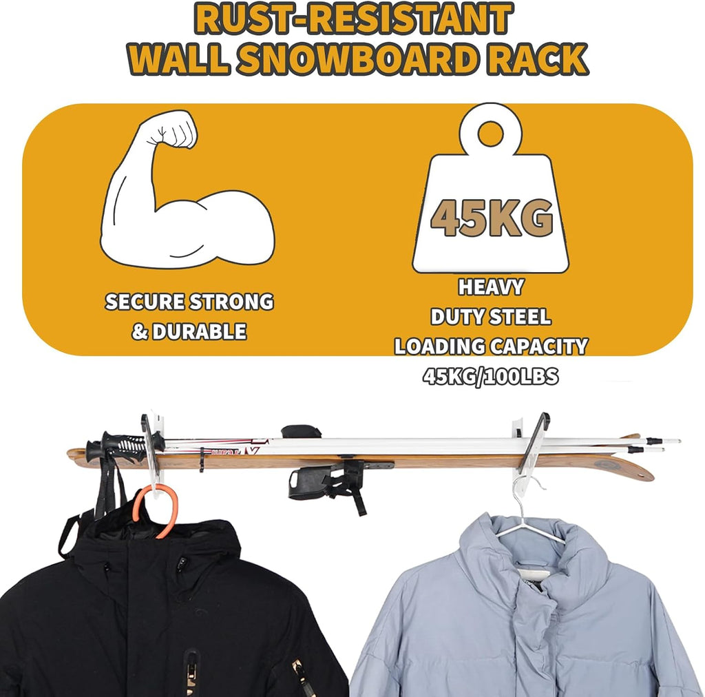 Snowboard Wall Racks, Adjustable Storage Rack for Ski, Surfboard
