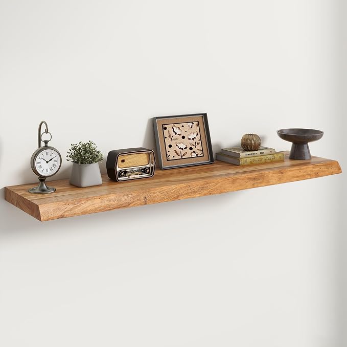 RICHFOCUS Live Edge Elm Floating Shelves by Unknown