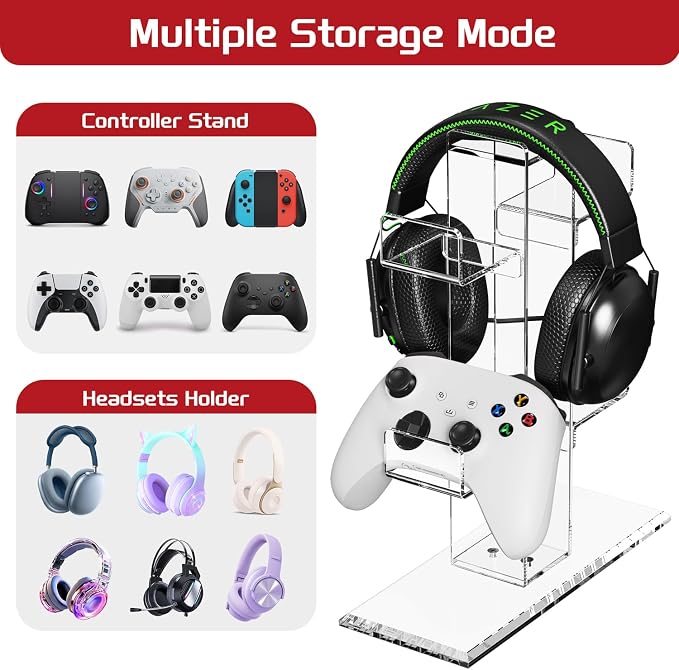 Crpich Acrylic Controller Stand, 3-Tier Headphone and Game Controller Holder - Image 3