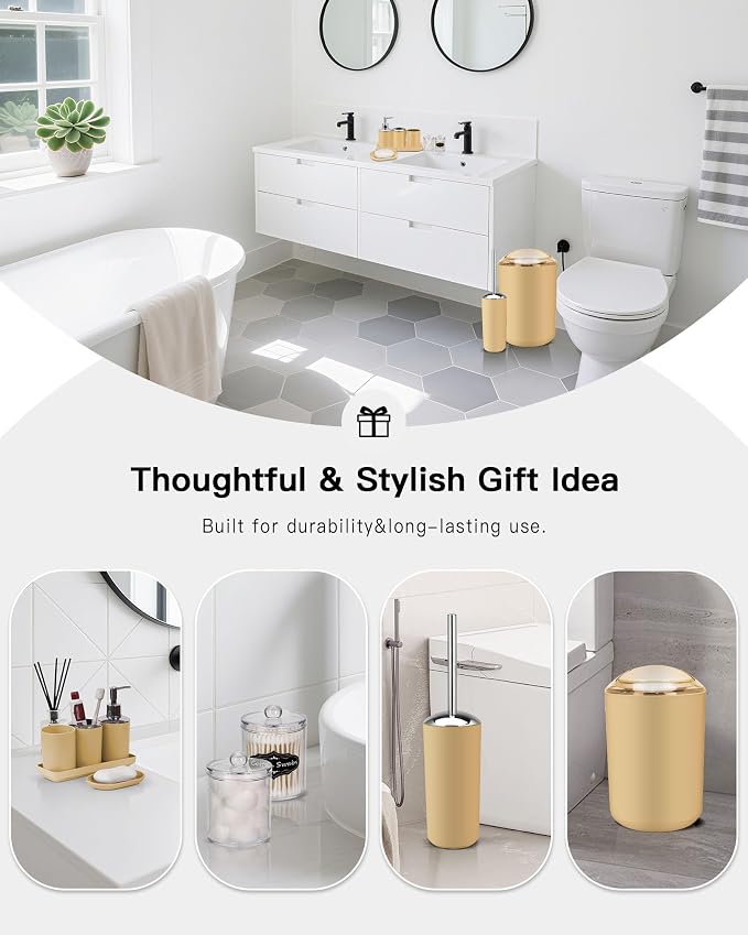 IMAVO Bathroom Accessories Set, 9 Pieces Bathroom Accessory Set, Qtip Holders - Image 4