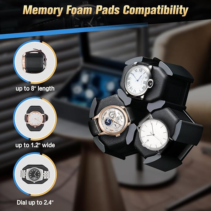 Watch Winder for Automatic Watches, Ultra Quiet Motor, 4 Automatic Watches and - Image 6