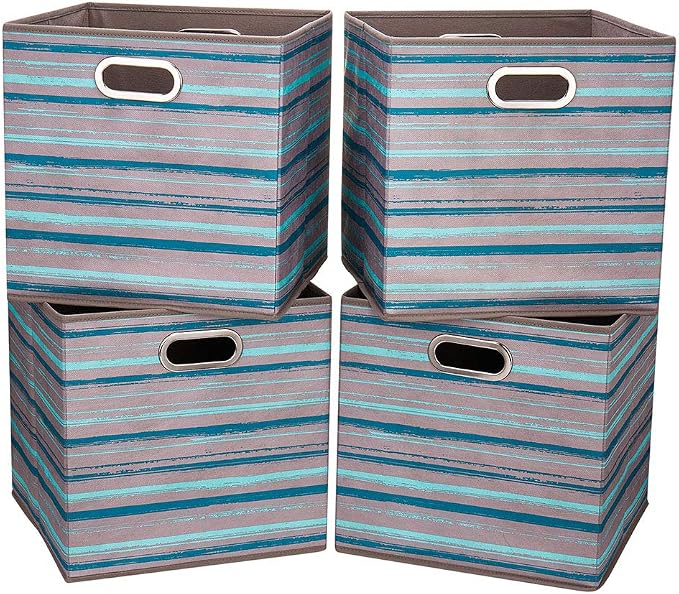 i BKGOO Cloth Storage Bins Set of 4 Thick Fabric Drawers Foldable Cubes Basket by iBKGOO