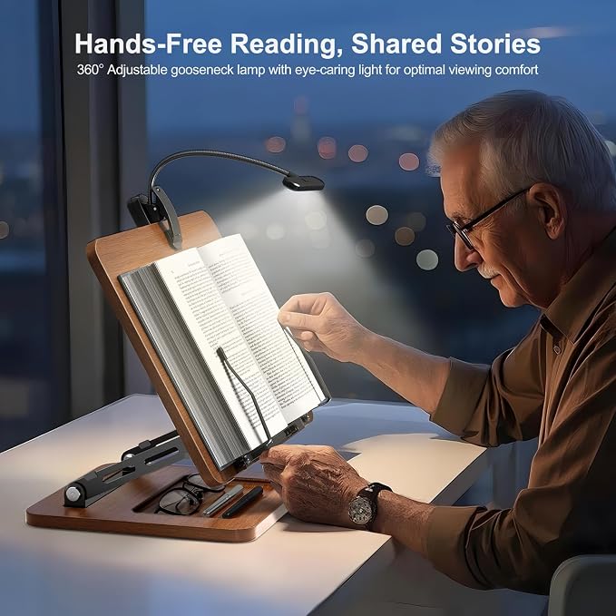 Book Stand for Reading with Light, Book Holders for Reading Hands Free - Image 2