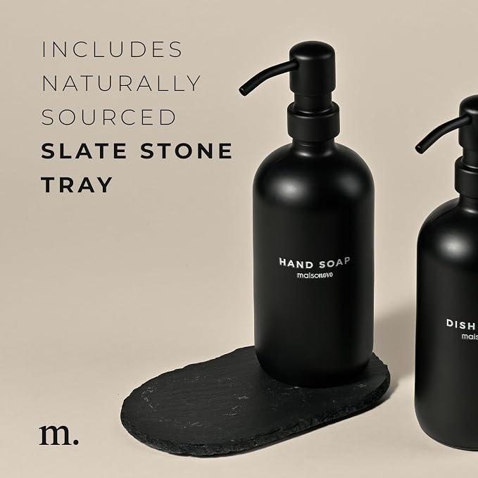 MaisoNovo Soap Dispenser 3-Piece Set | 16.9oz Black Bottles - Image 3
