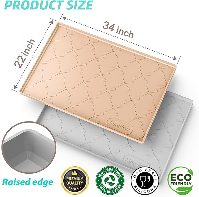 SIKADEER 34" x 22" Under Sink Mat Waterproof, Silicone Mat Kitchen Drawer Shelf - Image 2