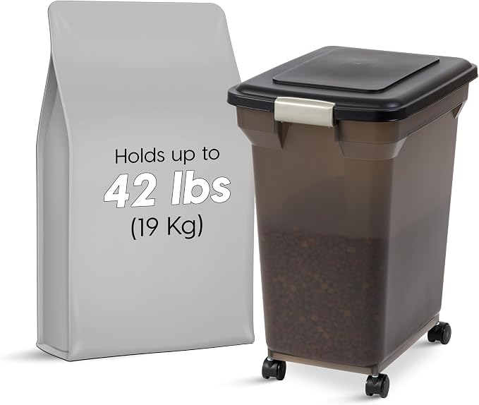 IRIS USA WeatherPro Airtight Dog Food Storage Container, Attachable Wheels - Image 2