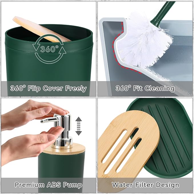 iMucci Bathroom Accessories Dark Green Bathroom Sets - Image 4