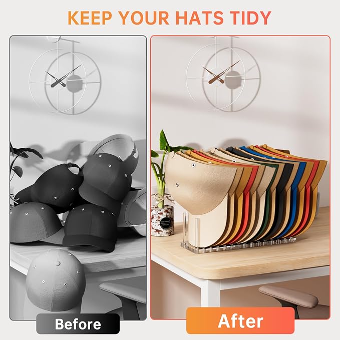 Kadolina Hat Organizer for Baseball Caps, Acrylic Hat Rack for 14 Baseball Caps - Image 7